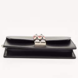 Pre Owned Prada Black Leather Elektra Wallet On Chain