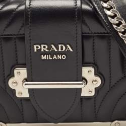 Pre Owned Prada Black Diagramme Leather Cahier Shoulder Bag