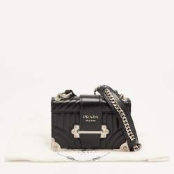 Pre Owned Prada Black Diagramme Leather Cahier Shoulder Bag