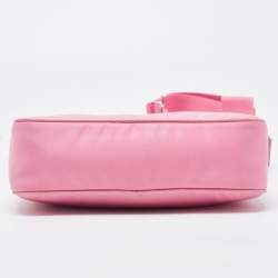 Pre Owned Prada Pink Nylon and Saffiano Leather Re-Edition 2005 Shoulder Bag
