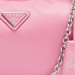 Pre Owned Prada Pink Nylon and Saffiano Leather Re-Edition 2005 Shoulder Bag