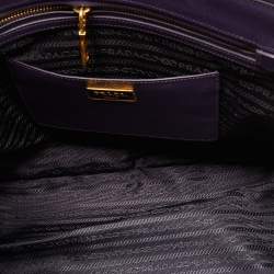 Pre Owned Prada Purple Saffiano Leather Large Double Zip Tote