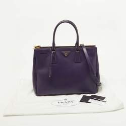 Pre Owned Prada Purple Saffiano Leather Large Double Zip Tote