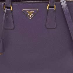 Pre Owned Prada Purple Saffiano Leather Large Double Zip Tote