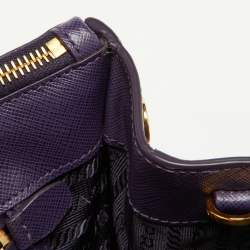 Pre Owned Prada Purple Saffiano Leather Large Double Zip Tote