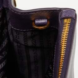 Pre Owned Prada Purple Saffiano Leather Large Double Zip Tote