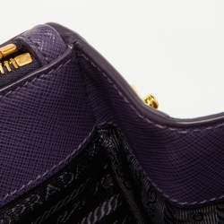 Pre Owned Prada Purple Saffiano Leather Large Double Zip Tote