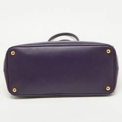Pre Owned Prada Purple Saffiano Leather Large Double Zip Tote