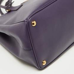Pre Owned Prada Purple Saffiano Leather Large Double Zip Tote