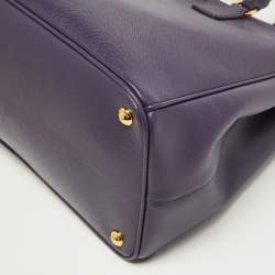 Pre Owned Prada Purple Saffiano Leather Large Double Zip Tote