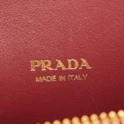 Pre Owned Prada Red Ostrich Leather Logo Phone Crossbody Pouch