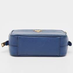 Pre Owned Prada Blue Saffiano Lux Leather Mini Camera Crossbody Bag