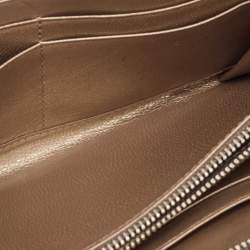 Pre Owned Prada Gold/Silver Woven Madras Leather Zip Around Wallet