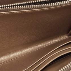 Pre Owned Prada Gold/Silver Woven Madras Leather Zip Around Wallet