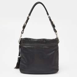 Pre Owned Prada Black Leather Shoulder Bag