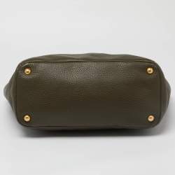 Pre Owned Prada Green Vitello Daino Leather Sacca 2 Manici Tote