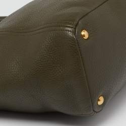 Pre Owned Prada Green Vitello Daino Leather Sacca 2 Manici Tote