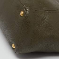 Pre Owned Prada Green Vitello Daino Leather Sacca 2 Manici Tote