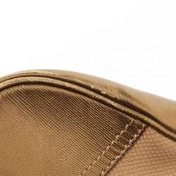 Pre Owned Prada Beige/Gold Canvas and Leather Zip Satchel