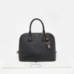 Prada Black Saffiano Lux Leather Promenade Satchel