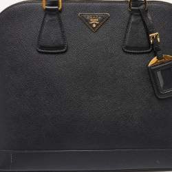 Prada Black Saffiano Lux Leather Promenade Satchel