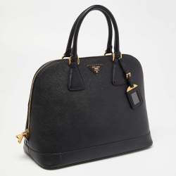 Prada Black Saffiano Lux Leather Promenade Satchel