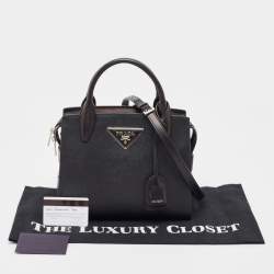 Prada Black Saffiano Cuir Leather Kristen Tote
