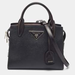 Prada Black Saffiano Cuir Leather Kristen Tote