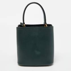 Pre Owned Prada Dark Green Saffiano Leather Small Panier Bag