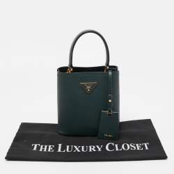 Pre Owned Prada Dark Green Saffiano Leather Small Panier Bag
