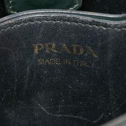 Pre Owned Prada Dark Green Saffiano Leather Small Panier Bag