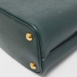 Pre Owned Prada Dark Green Saffiano Leather Small Panier Bag