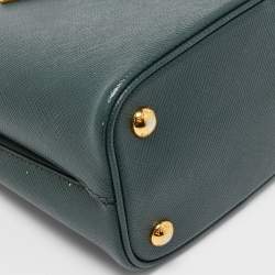 Pre Owned Prada Dark Green Saffiano Leather Small Panier Bag