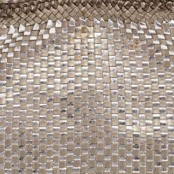Prada Silver/Two Tone Metallic Beige Madras Leather Tote