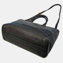 Pre Owned Prada Black Leather Vitello Phenix Tote Bag