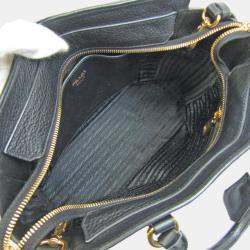 Pre Owned Prada Black Leather Vitello Phenix Tote Bag