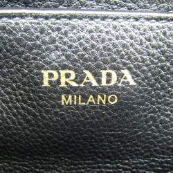 Pre Owned Prada Black Leather Vitello Phenix Tote Bag