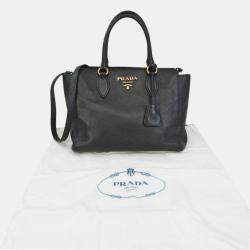 Pre Owned Prada Black Leather Vitello Phenix Tote Bag