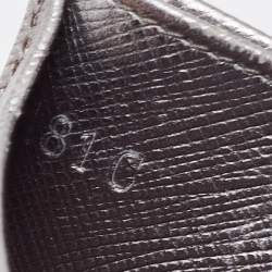 Pre Owned Prada Metallic Silver Saffiano Leather Card Holder