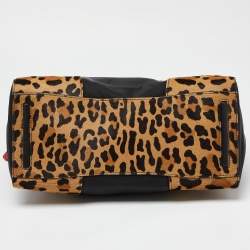 Pre Owned Prada Multicolor Nylon,Calfhair and Ostrich Trim Top Handle Bag