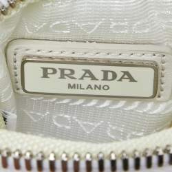 Pre Owned Prada White Nylon and Leather Strap Pouch