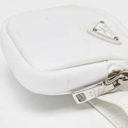 Pre Owned Prada White Nylon and Leather Strap Pouch