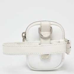 Pre Owned Prada White Nylon and Leather Strap Pouch