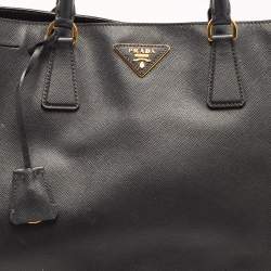Pre Owned Prada Black Saffiano Lux Leather Large Gardener's Tote