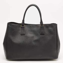 Pre Owned Prada Black Saffiano Lux Leather Large Gardener's Tote