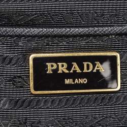 Pre Owned Prada Black Saffiano Leather Large Double Zip Tote