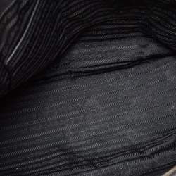 Pre Owned Prada Black Saffiano Leather Large Double Zip Tote