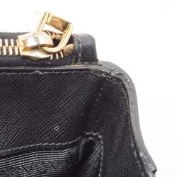 Pre Owned Prada Black Saffiano Leather Large Double Zip Tote