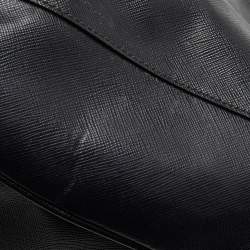 Pre Owned Prada Black Saffiano Leather Large Double Zip Tote