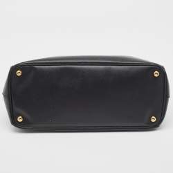 Pre Owned Prada Black Saffiano Leather Large Double Zip Tote